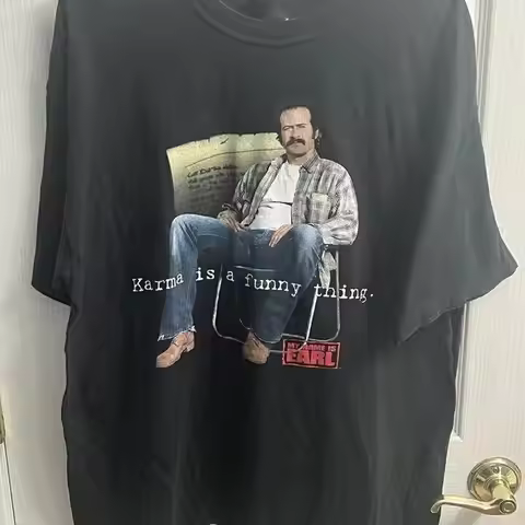 Vintage My Name Is Earl TV Promo T Shirt Very RARE Black Jason Lee M O Knits