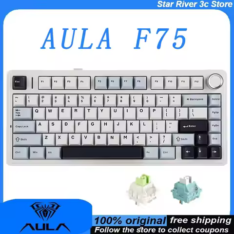 AULA F75 Gaming Keyboard RGB Wireless Bluetooth/2.4G 75% Layout Gasket Structure Hot Swap Esports Me