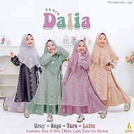 Gamis Pesta Anak Dalia Dress Brokat Cewek Polos Baju Anak Muslim Set