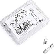 20 Pack 10A Fast-Blow Fuse, AMPELE 10Amp 250V Quick Blow Glass Tube Fuses 0.2 x 0.78 inch / 5 x 20 m