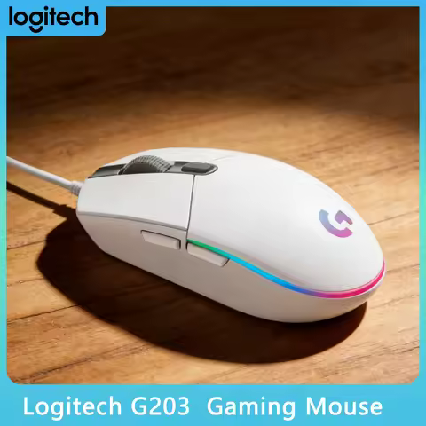 Logitech G203 Wired Mouse LIGHTSYNC RGB 16.8M Colors 8000 DPI 6 Custom Buttons G HUB Compatible