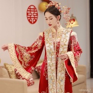 YQMing Xiuhe Dress Bride2023New Wedding Hanfu Wedding Clothes Chinese Wedding Dress a Chaplet and Official Robes Xiuhe S