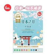 Bm日本無限上網【7日全程5G不限速】Docomo/Softbank/Rakuten Mobile/KDDI網絡 5G極高速無限數據上網卡 電話卡 旅行電話咭 Data Sim咭