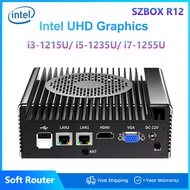 【HOT】SZBOX R12 Soft Router Mini PC/i7-1255U i5-1235U i3-1215U Low Power Network Firewall Appliance
