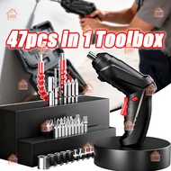 47pcs Electric Drill Cordless Screwdriver Power Tools Set 3.6v Household Maintenance Repair 1800mAh 