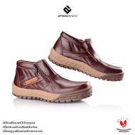 Attaya Design Sepatu Pria Dewasa Boots Kulit Asli Original Resleting Hitam Cokelat Tan ORL6