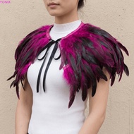 YONIX Feather Shawl, Adjustable Luxury Feather Shrug Shawl, Costume Punk Capes Gothic Shoulder Fake 