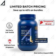 AUTHAYN Whey ISO90 Protein Powder - 1kg Pure Whey Isolate Unflavoured | 90% Protein | Fast Absorptio