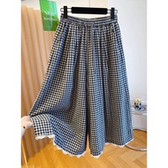 Extra Large Size 120kg Plaid Casual Pants Loose Large Trousers Wide-Leg Pants Women Loose Ankle-Leng