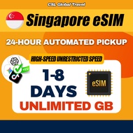 【CSL】Singapore eSIM 5G High Speed Data UNLIMITED GB Travel Singapore SIM Card | 新加坡上网卡