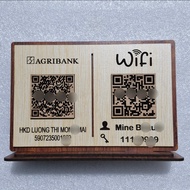 Wooden board printed with bank QR code and Wifi, QR code for table engraved upon request, super beau