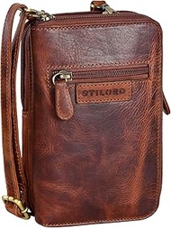 Peter' 2-in-1 Leather Neck Pouch Wallet Men's Mobile Phone Case Women's Travel Wallet for Hanging Sm