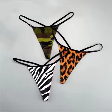 2PCS/Set Leopard/zebra/camouflage Printed Women T Back Underwear Sports Ladies Seamless Cotton Thong