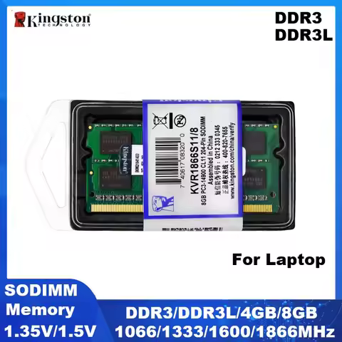 Kingston DDR3 DDR3L Ram Laptop Memory SODIMM Memoria 4GB 8GB 1866MHz 1600MHz 1333MHz 1066MHz Sodimm 