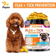 Popoo Flea and Tick Prevention for Dogs Treats Itchy Relief Softgel Dog Flea and Tick Treatment