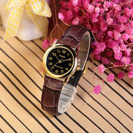 นาฬิกา Casio รุ่น LTP-V001GL-1B นาฬิกาผู้หญิง สายหนังสีน้ำตาล หน้าปัดดำสุดหรู - มั่นใจของแท้ 100% รับประกันสินค้า 1 ปีเต็ม (ส่งฟรี ทั่วไทย)