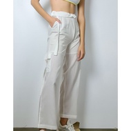 Try_yorata | Baggy trouser🌱Tencel coat🌱Fisherman ชุดเซ็ทสีขาว ใส่สบายไม่ร้อน กางเกงขอบเอวลูกไม้ ชุดเ