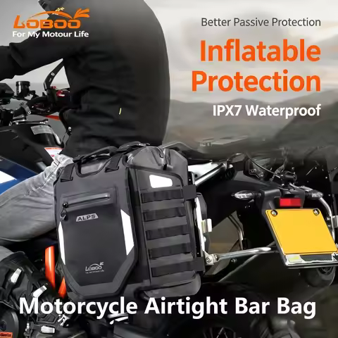 LOBOO 53L Motorcycle Airtight Bar Bag Set IPX7 Waterproof Airbag Side Bag Motorcycle Travel Riding B