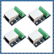 (FTQN) 4PCS RJ45 Ethernet Female Socket Connector Breakout Board2.54mm Connector Board Shielded Netw