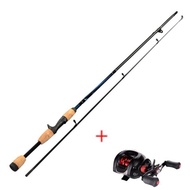 คันเบท CONQUEST 6ฟุต 2ท่อน ด้ามไม้ก๊อก พร้อมรอกหยอดน้ำLURE FISHING 12+1 หมุนซ้าย