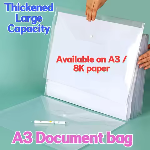 5pcs A3/8K Document Bags - Classic and Minimalist Design, PP Material, Suitable for Artwork, Sketche
