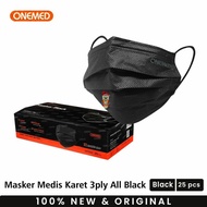 Masker Medis3ply All Black 1 Box Isi 25 pcs