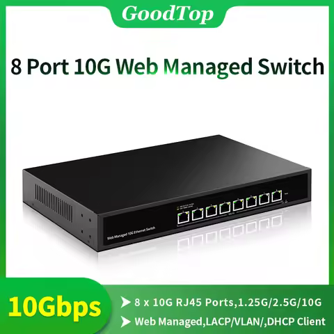 GoodTop 8 Port 10Gb Web Managed Ethernet Switch 10G Network Switch Homelab Network Hub Internet Spli