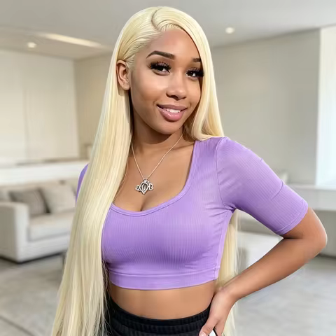 613 Honey Blonde Bone Straight Brazilian Remy Human Hair Wig 13x4 13x6 HD Transparent Lace Frontal W