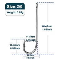 9KM 50Pcs Long Shank Fishing Hooks Soft Plastic Hook Aberdeen Hooks High Carbon Steel Worm Hook