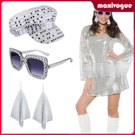 [MaxivogueMY] 70S Disco Hat Set Disco Costume Set for Fancy Dress Birthday