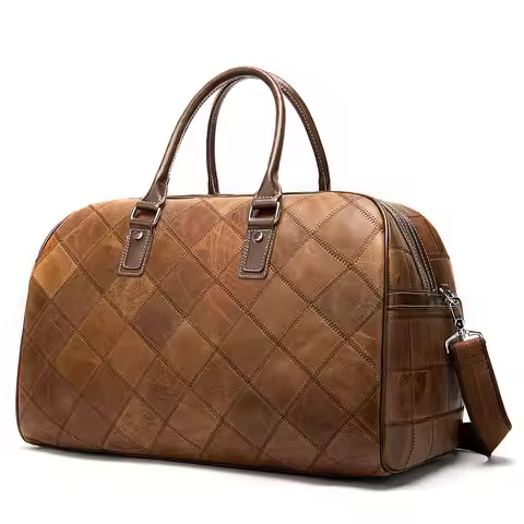 Genuine Leather Travel Bag for Men Hand Luggage Travel Duffle Bag Casual Weekend Bag Big Carry On Lu