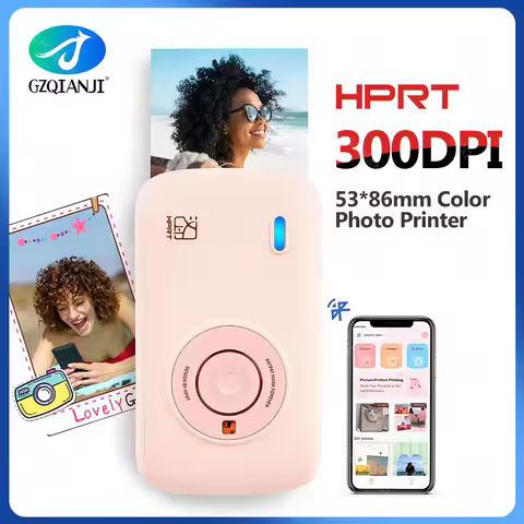 300DPI Mini Color Photo Printer Portable Mini HD Bluetooth Wireless Travel Picture Print Machine Per