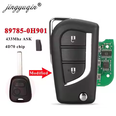 jingyuqin 89785-0H901 Upgrade Flip Remote Car Key Fob 433MHz 4D70 Chip for Toyota Aygo 2005-2014 2 B