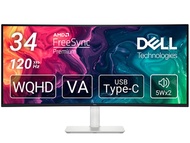 Dell 34 Plus USB-C Monitor - S3425DW, WQHD (3440x1440), 21:9 Curved, 120Hz, VA, 1ms, AMD FreeSync Pr
