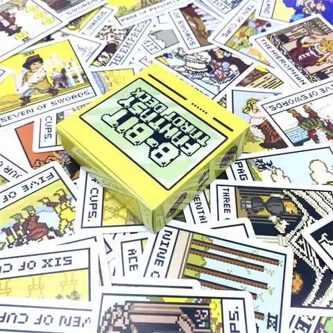 7X7cm 8 Bit Fantasy Tarot Deck Card Prophecy Divination Family Party Board Fortune Telling Game Begi