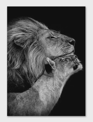 Black and White Animal Family Poster Lion Family Print Canvas Wall Art Modern Painting Picture Decor