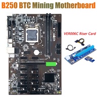 BTC B250 Mining Motherboard with VER006C Riser Card 12XGraphics Card Slot LGA 1151 DDR4 USB3.0 for B