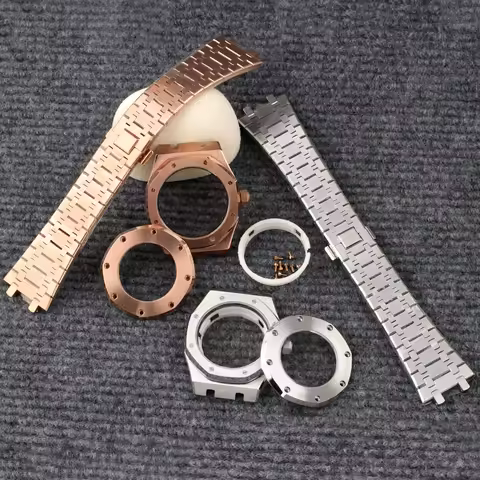 41mm Rose Gold NH35 Case Strap Fit AP Oak Sapphire glass Watch Case Parts For NH35 NH36 Movement 31.