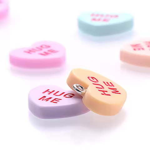 10Pcs 19mm SWEET HEART Charms BE MINE HUG ME Resin Charms For Jewelry Making Necklace Bracelets Earr