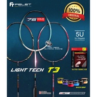 Felet Light Tech T3 Heavy Head Racket Badminton Raket Badminton [Free Japan String & grip] 5u 78gram