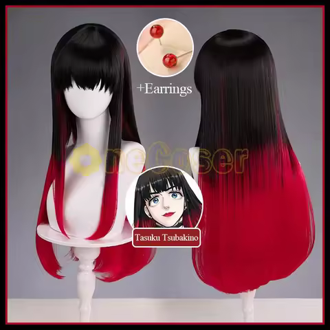 WIND BREAKER Tasuku Tsubakino Cosplay Wig Anime Black Red Gradient Hair Earrings Furin High School U