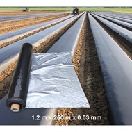 【10 meter/32F +/-】Penutup Tanah | High Quality Black Silver Mulching Flim with UV bumi fertigasi tanaman plastik