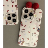 IPhone1 iPhone15 Phone Case Niche ins Bow Hello Kitty Silicone Phone Case Suitable for iPhone15 Phon