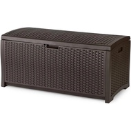 Suncast 73 - gallon Medium Deck Box - Lightweight Resin Indoor / outdoor Storage Container Seat Pati