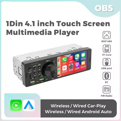 NaviFly 4.1" Touch Screen 1 Din Car Stereo Multimedia Player Wireless CarPlay Android Auto Universal