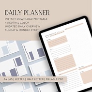 Daily Printable and Electronic Planner, Undated Planner, Goodnotes