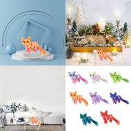 ROX 3D Printed Cats Flexible Joint Articulated Cats Fidgety Toy Desktop Pet Ornament Realistic Hairl