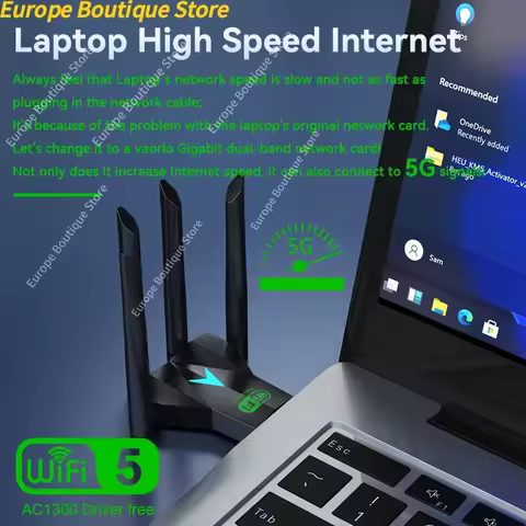 Dual Band 1300Mbps WiFi USB Adapter 2.4G/5Ghz Wi-Fi Dongle USB3.0 802.11AC 4-Antenna Wireless Receiv