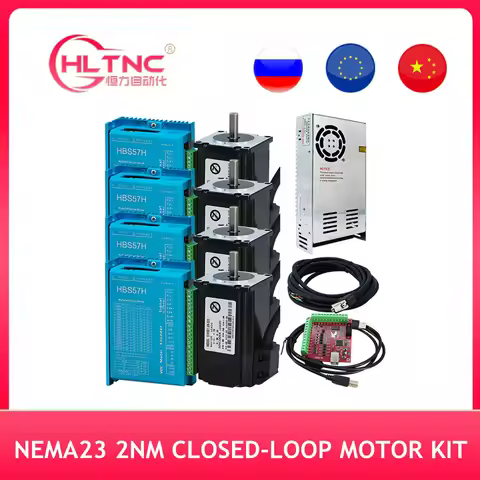 3kit / 4kit Nema23 2Nm 57HB76 close loop motor & HBS57H driver & 350W 36V power supply & 4 axis Mach