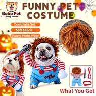 Dog Cosplay Costume Funny Pet Clothes Halloween Chucky Puppy Cat Jacket Festival Party Coat Wig S-XL